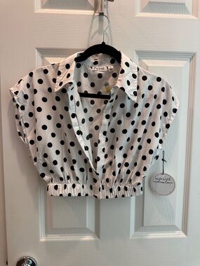 NWT Joy & Ash Polka Dot Cropped Blouse
